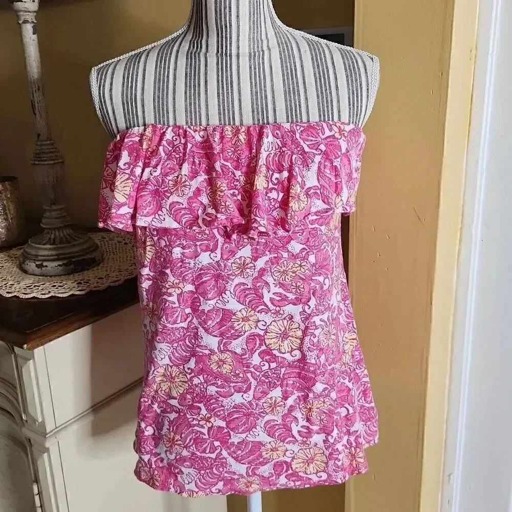 Lilly pulitzer wiley strapless ruffle women's size Small
